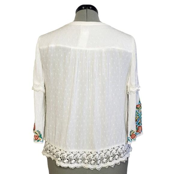 Chico's Lace Swiss-Dot Embroidered Lightweight Tunic Top, Soft Girl, Boho, Flowy - Picture 3 of 9